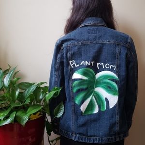 Custom Handpainted Plant Mom Denim Jacket